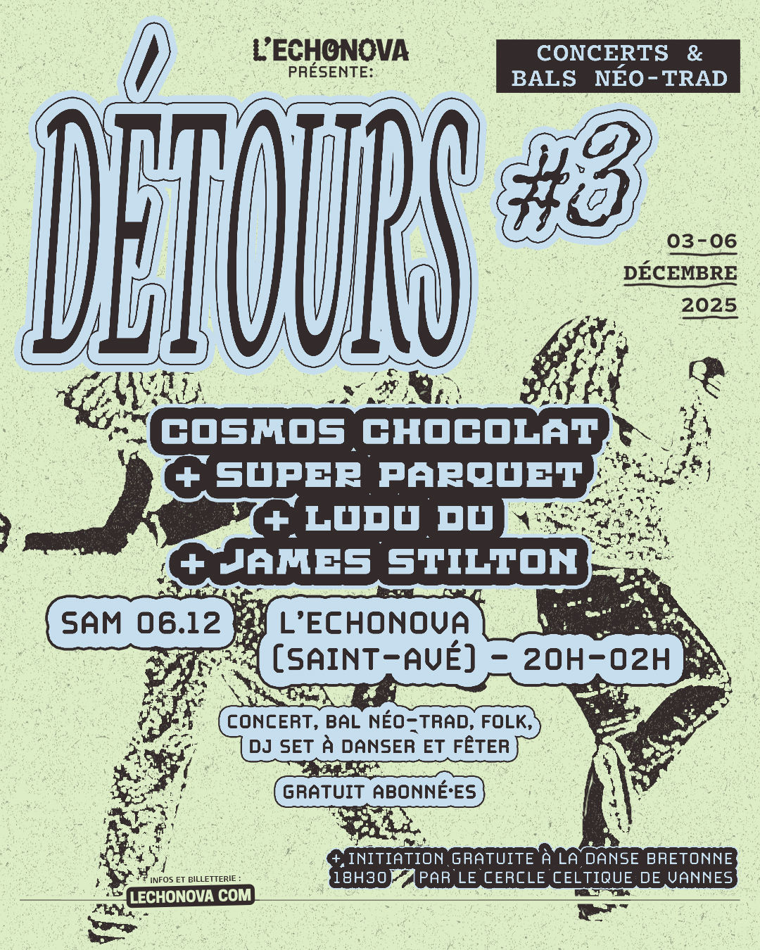 Image de l'artiste DÉTOURS #3 : CONCERT ET BAL-TRAD avec COSMOS CHOCOLAT + SUPER PARQUET + LUDU DU + JAMES STILTON